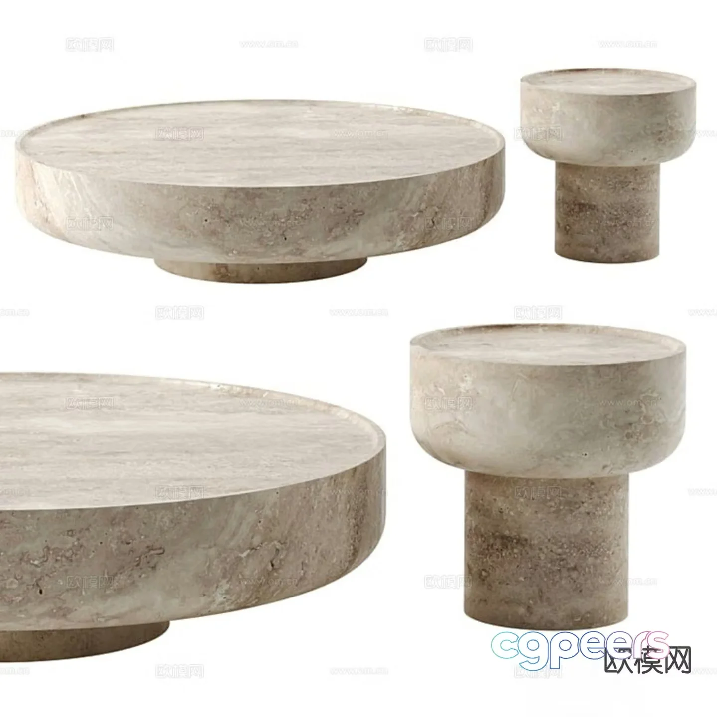 Wabi-sabi style coffee table 3D model of mother-in-law coffee table