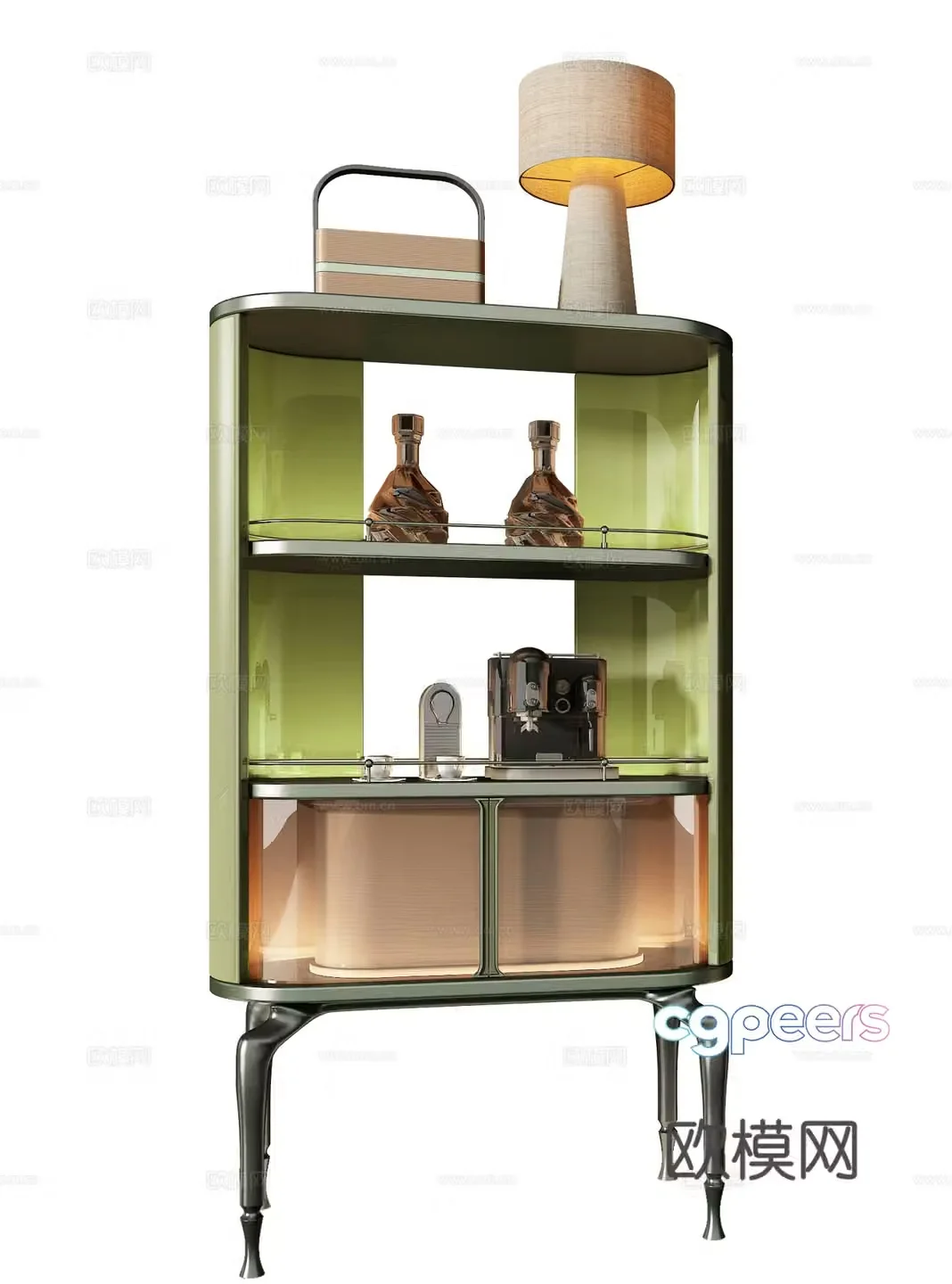 Light luxury wine cabinet minibar 3D model