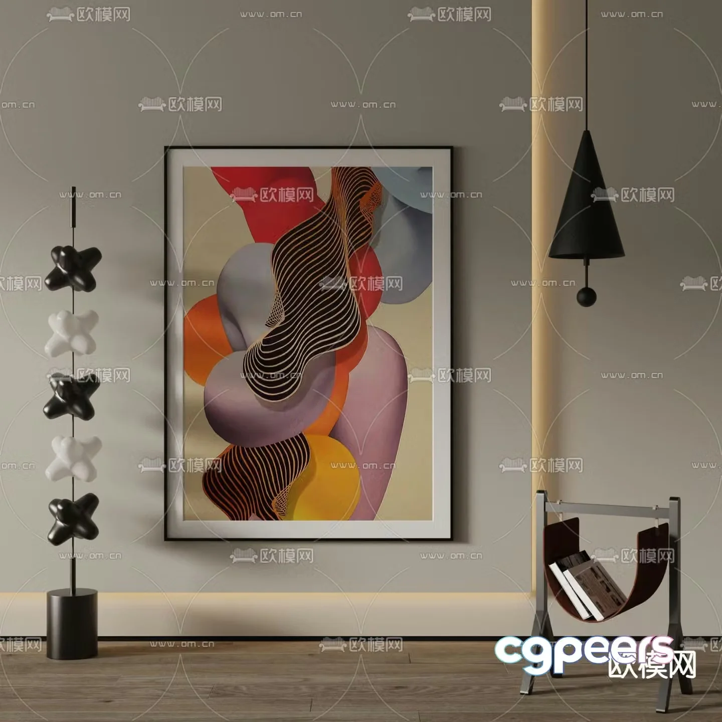 Modern decorative painting Abstract painting Art hanging painting 3d model