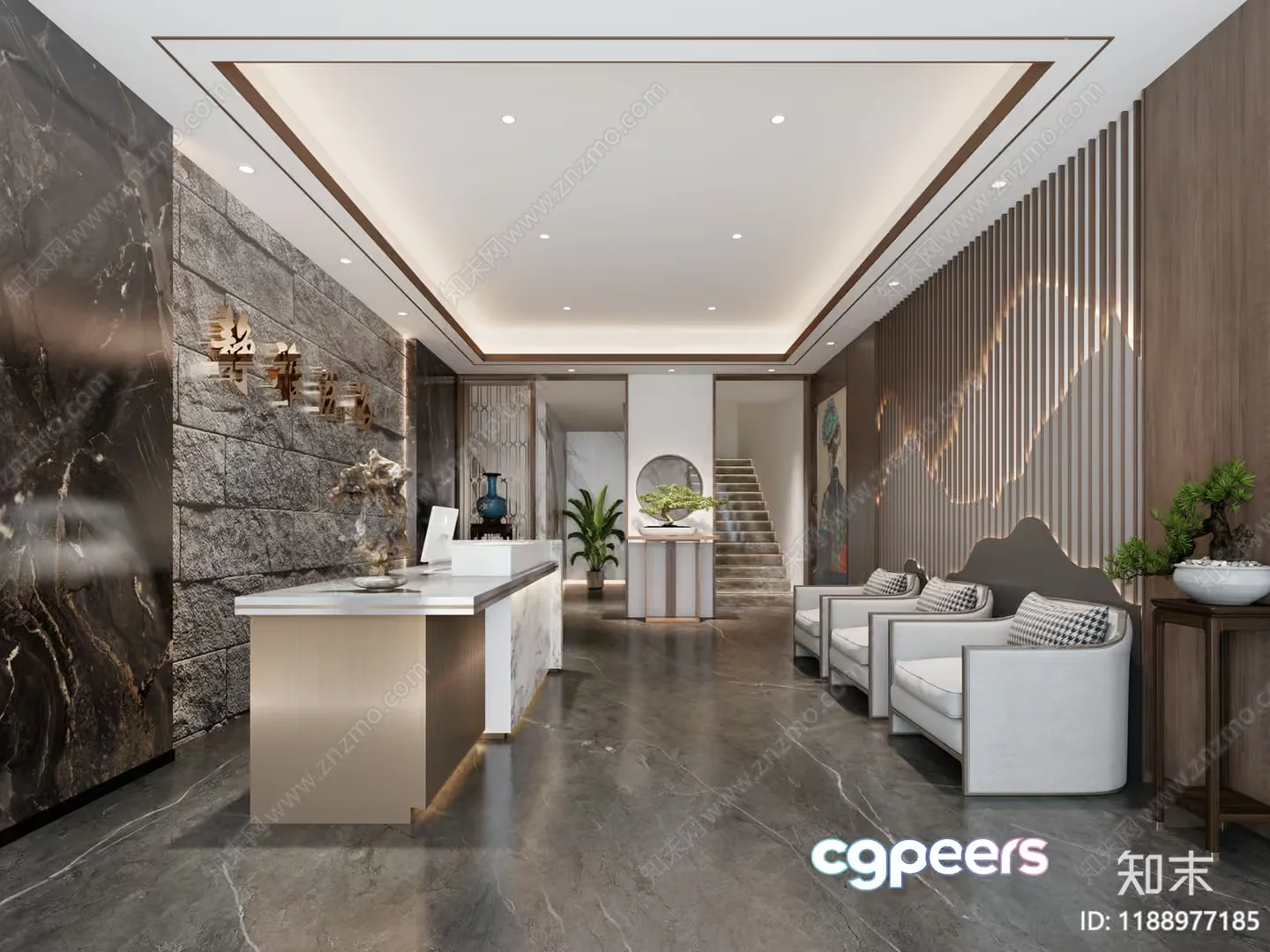 Modern Office Space 3D Model – 9064 – VRAY Render