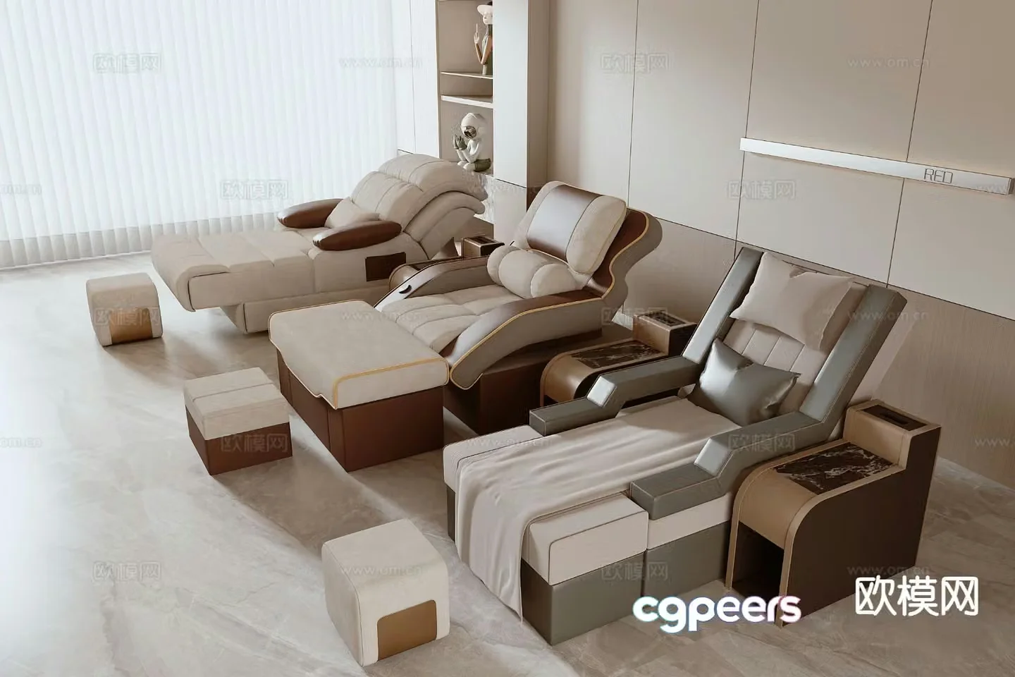 Modern foot bath chair pedicure chair massage chair massage bed recliner 3d model