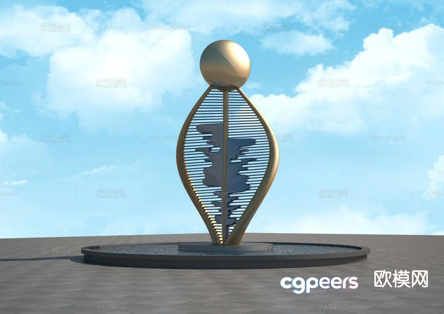 Spiral sculpture landscape sculpture 3d model
