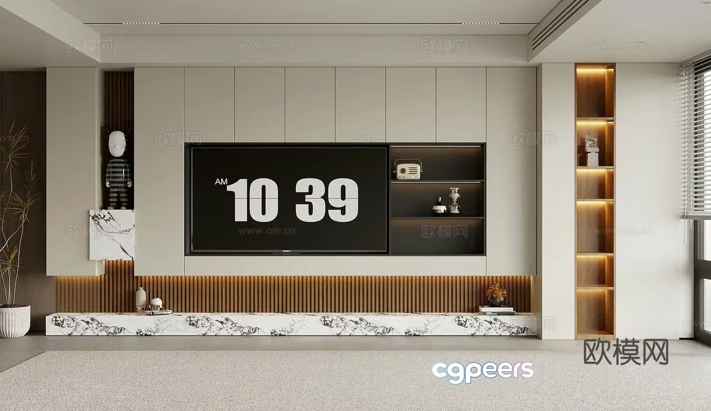 Modern background wall TV background 3d model