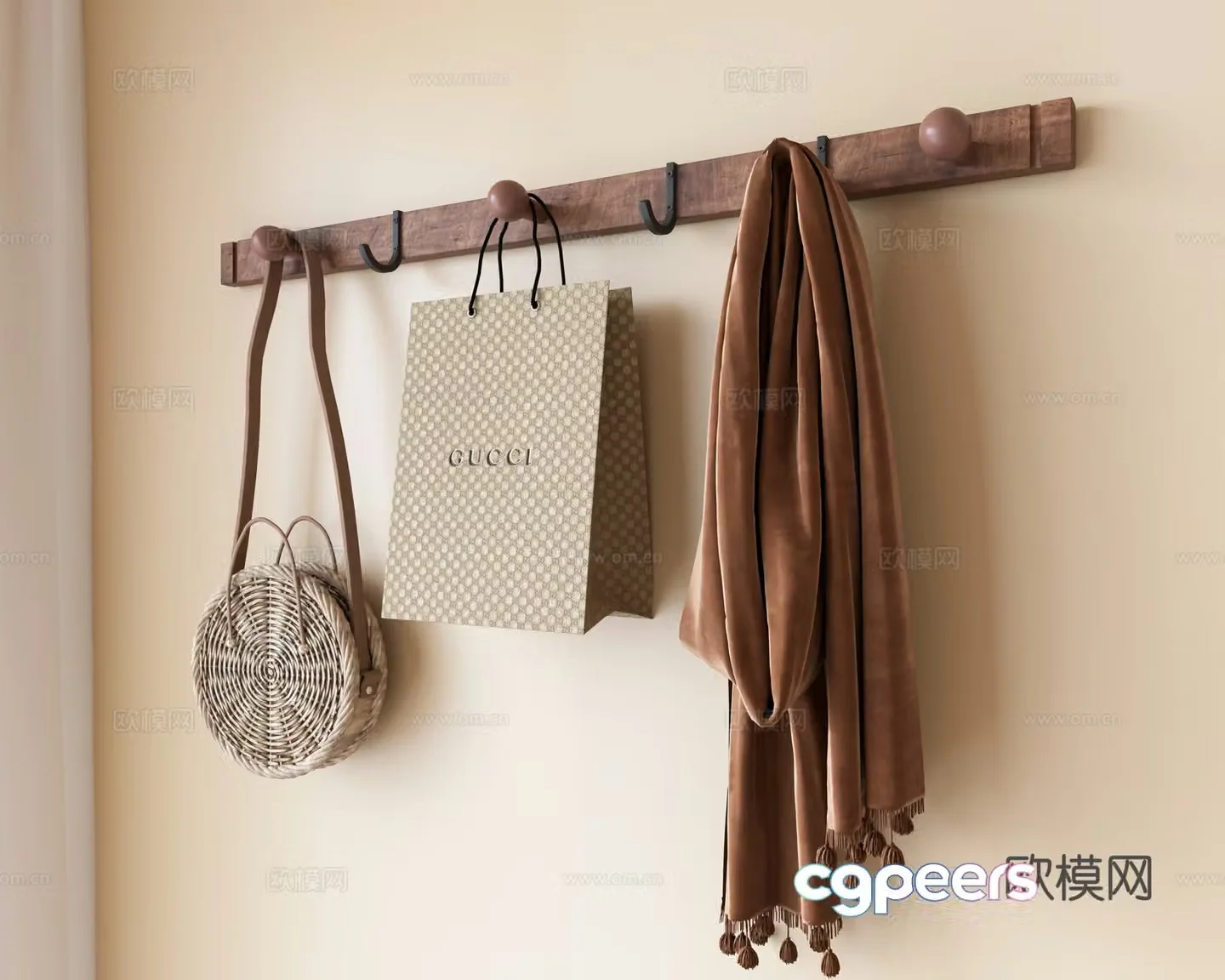 Clothes hooks hooks wall decoration pendants bags scarves shopping bags pendants medieval style 3D model