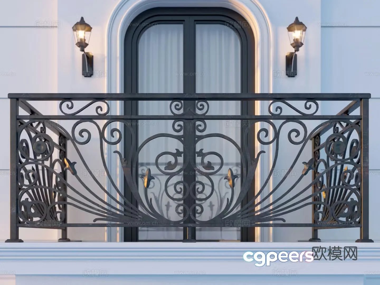 Wrought iron railing 3d model
