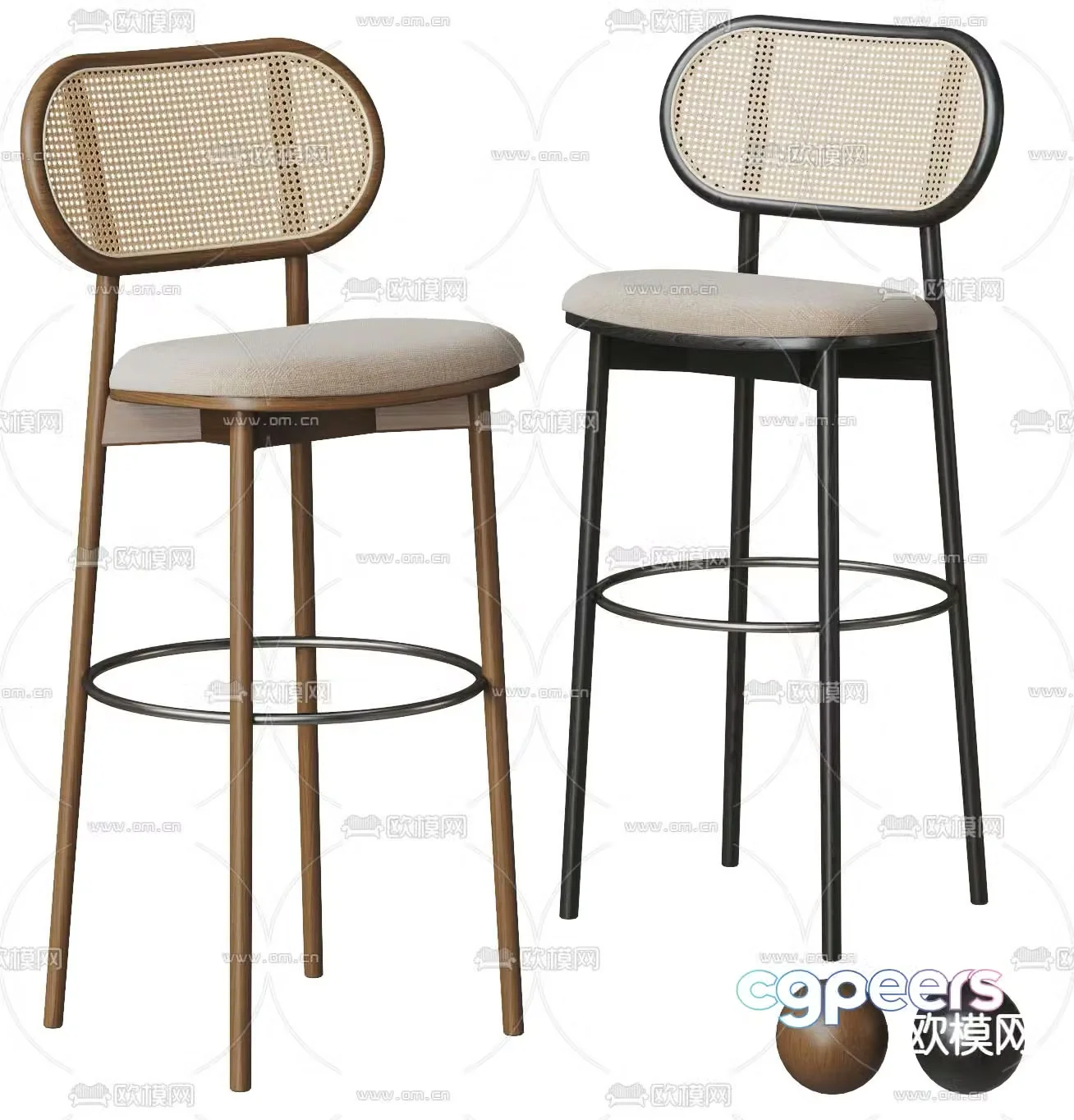 Medieval style bar chair bar stool high stool 3D model