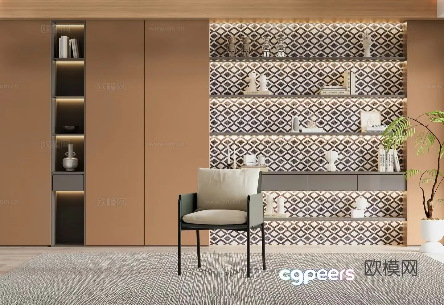 Italian bookcase decorative cabinet 3d model