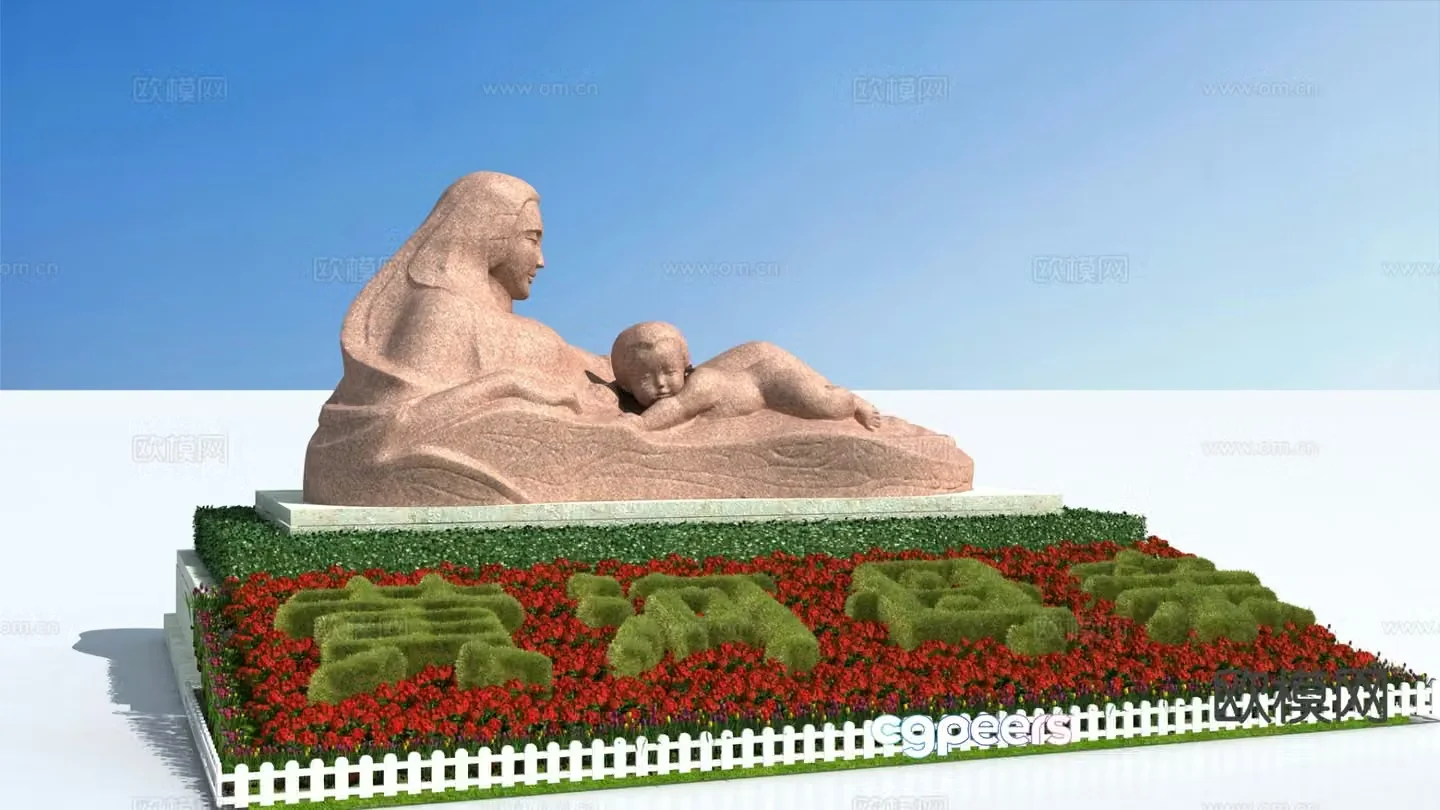Yellow River Mother Landscape Sculpture 3D Model