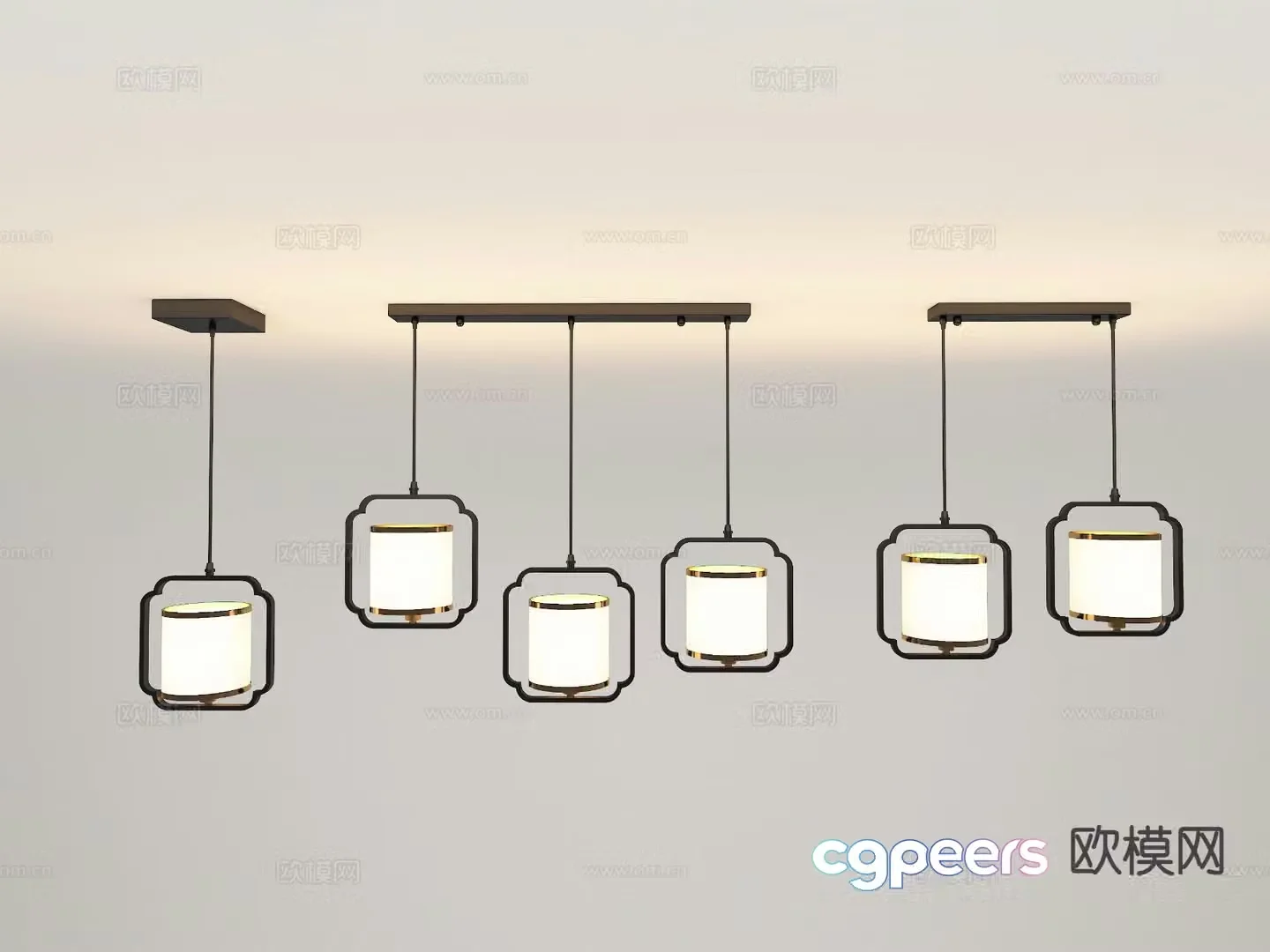 New Chinese style chandelier multi-head chandelier 3d model