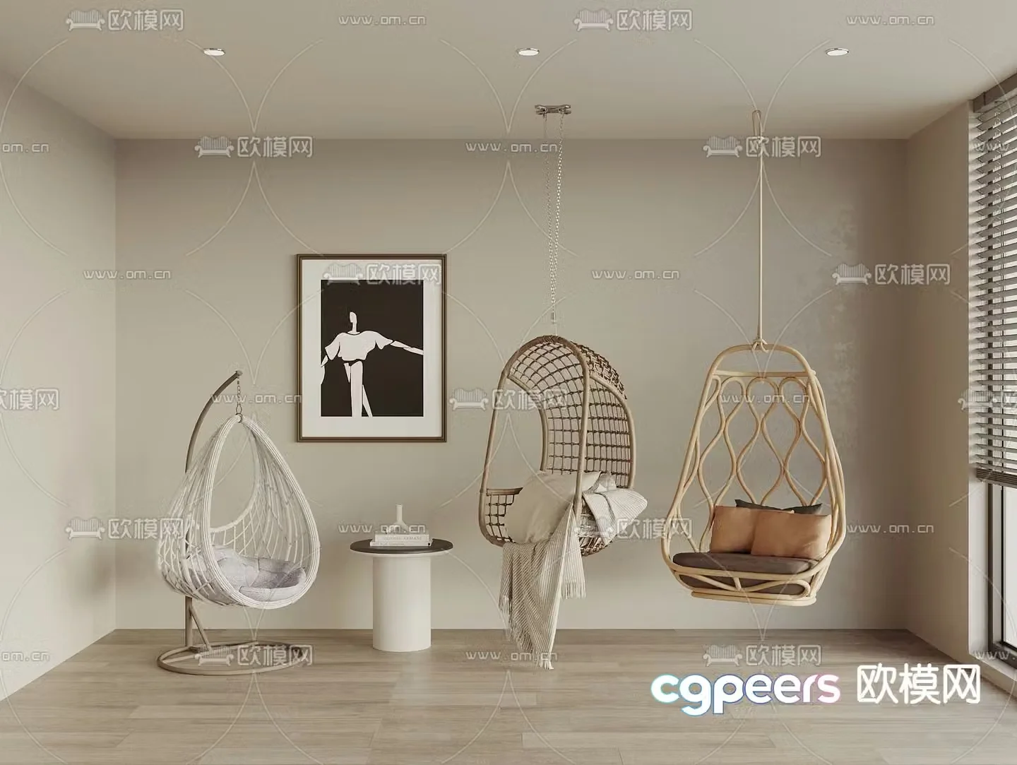 Modern hanging chair swing chair 3d model