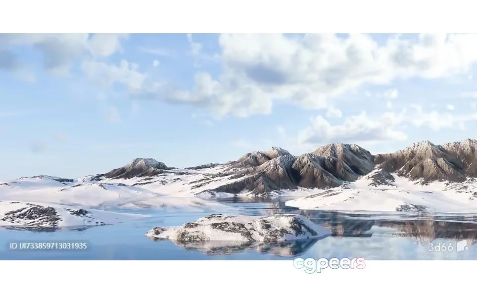 A Serene Snowy Landscape 3D Model – 12199 – VRAY Render