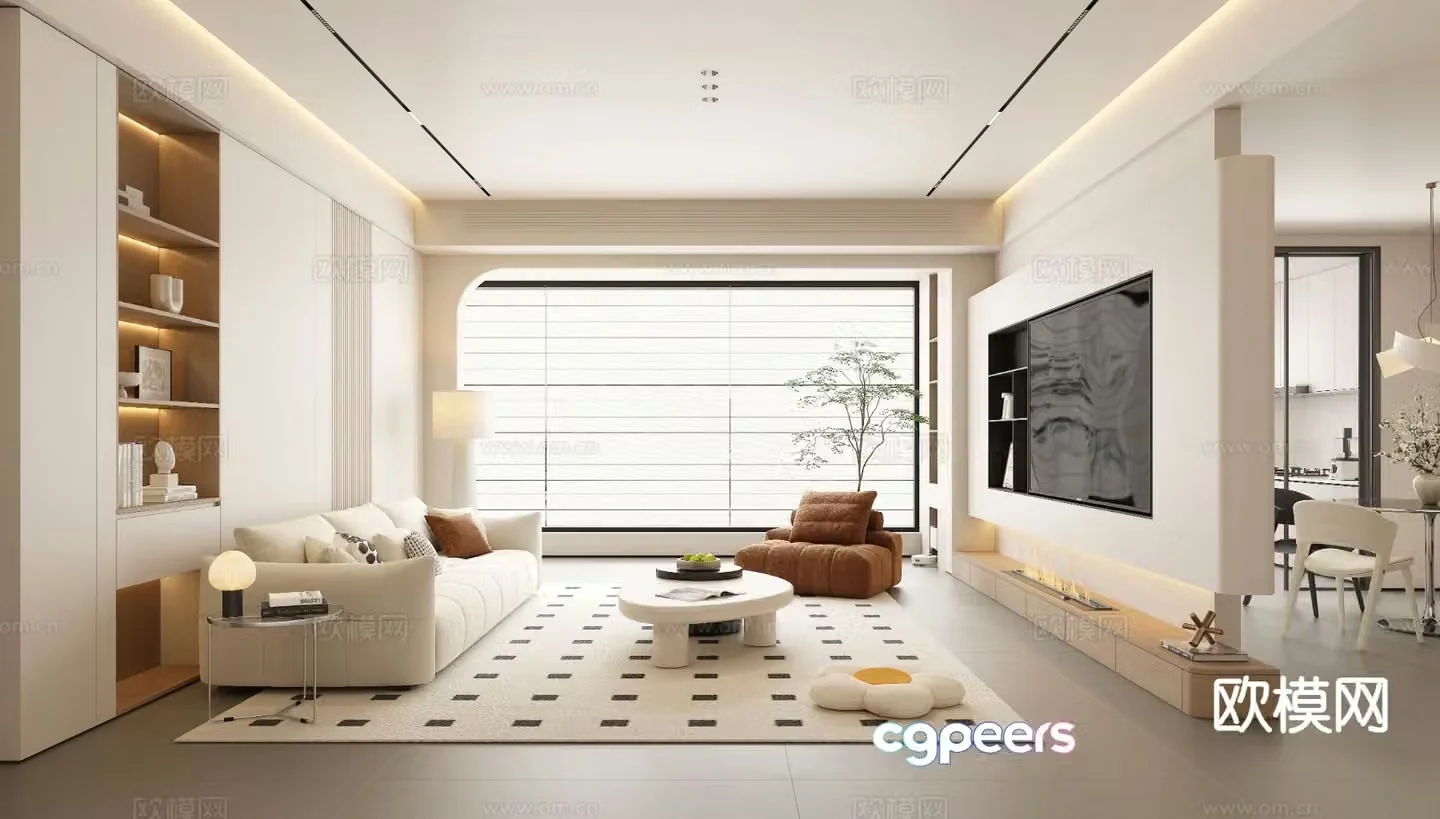 Cream style living room 3d model
