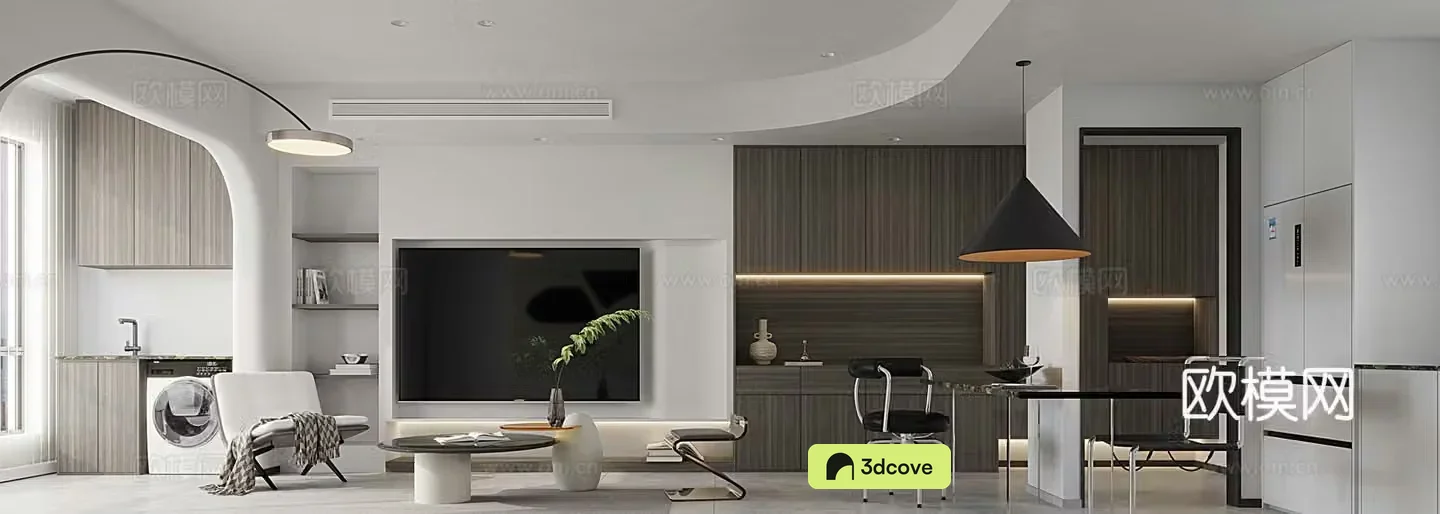 Modern living and dining room