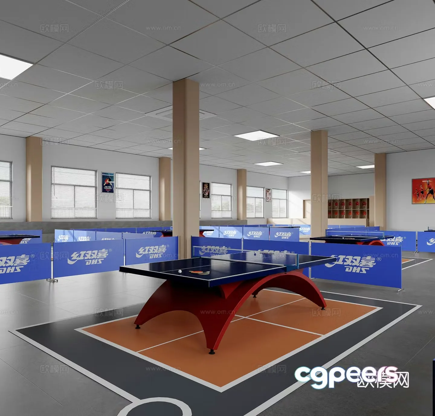 Modern table tennis room 3d model