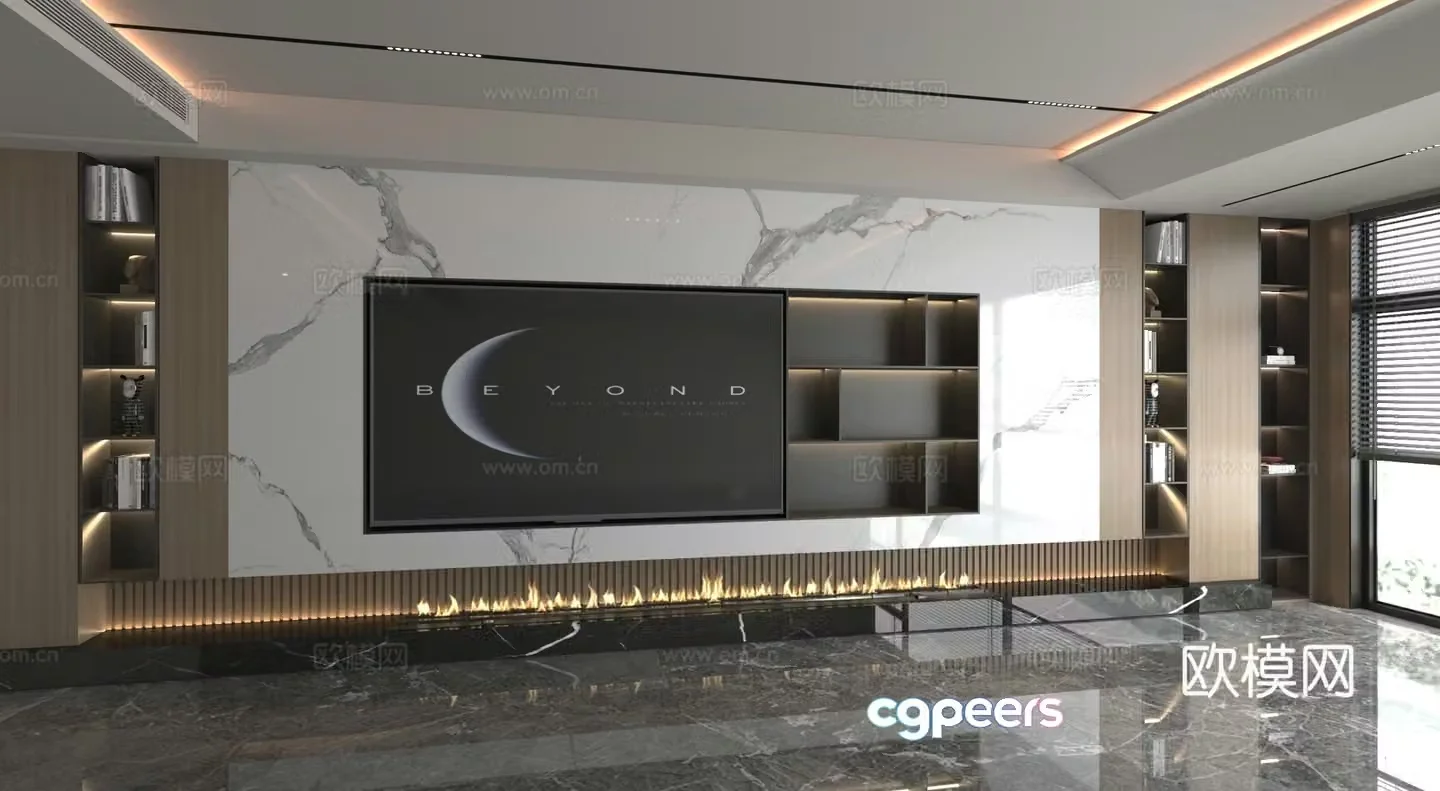 3d model of TV background wall
