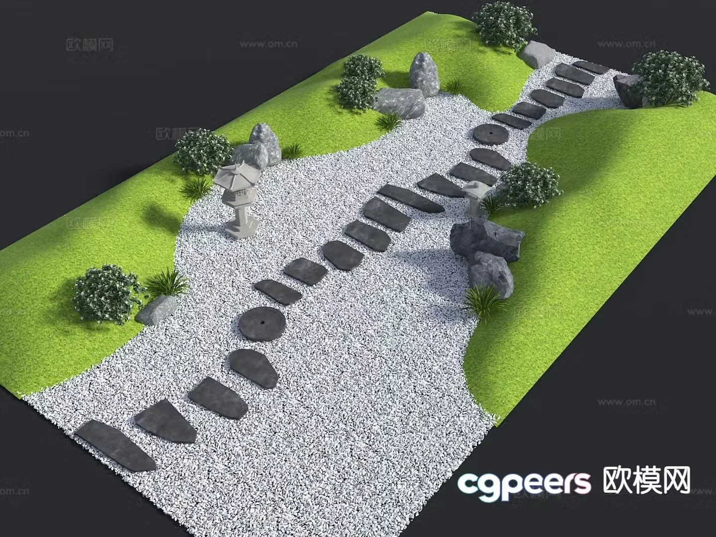 Medium style Karesansui microtopography 3D model