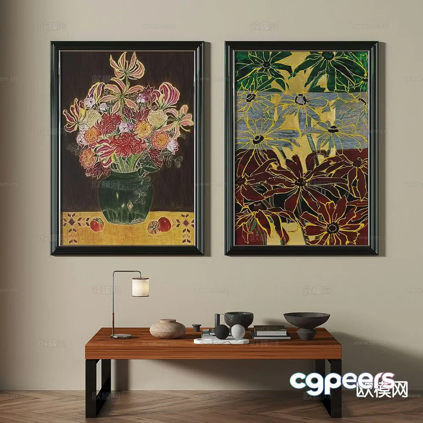 French retro painting oil painting decorative painting 3d model