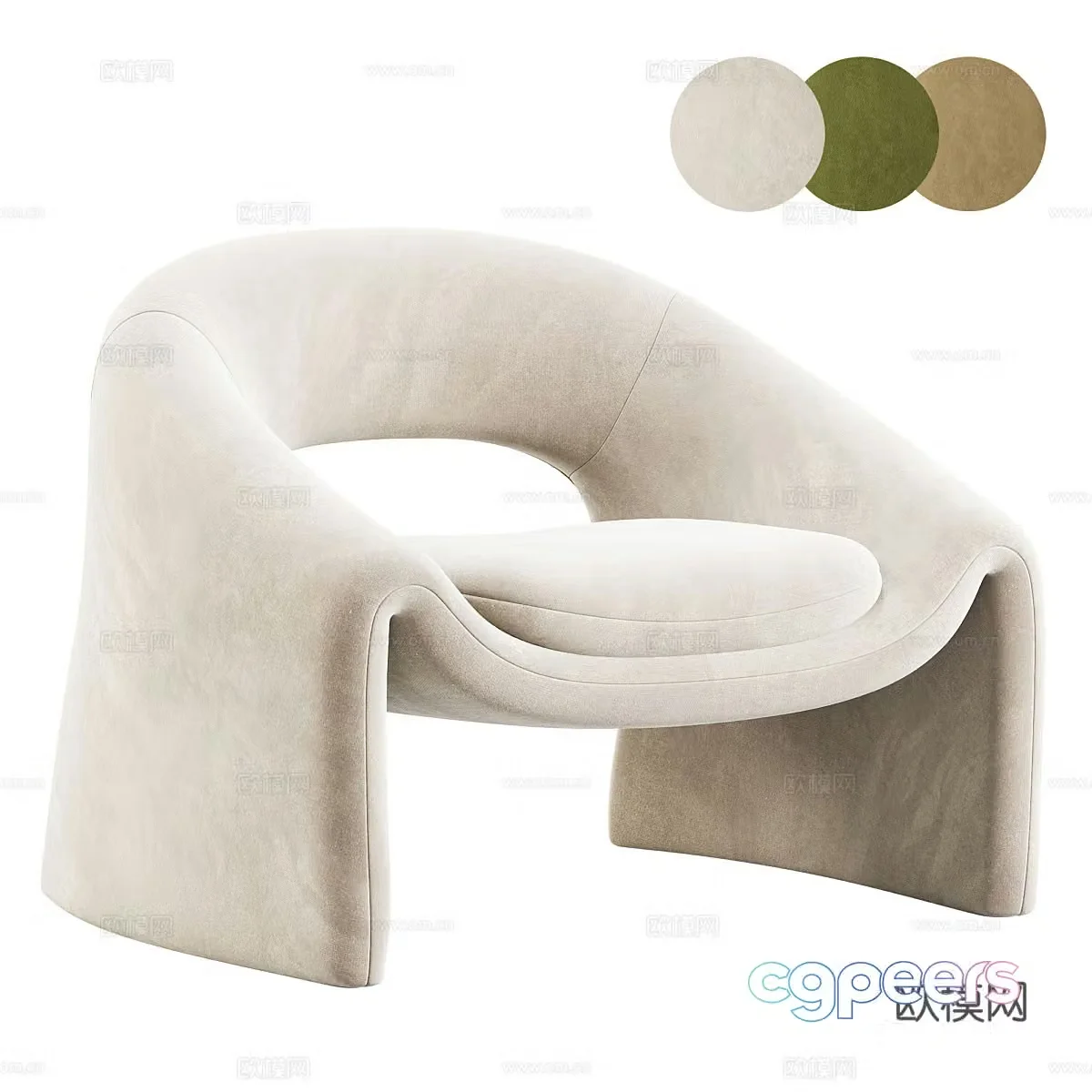 Modern Creamy Kastaninbaum Armchair 3d Model