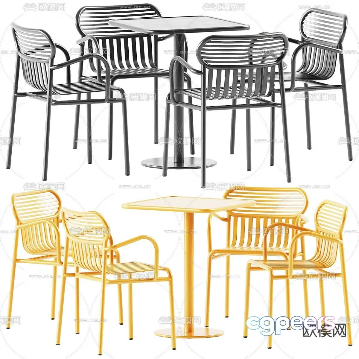 Modern outdoor table and chairs 3d model