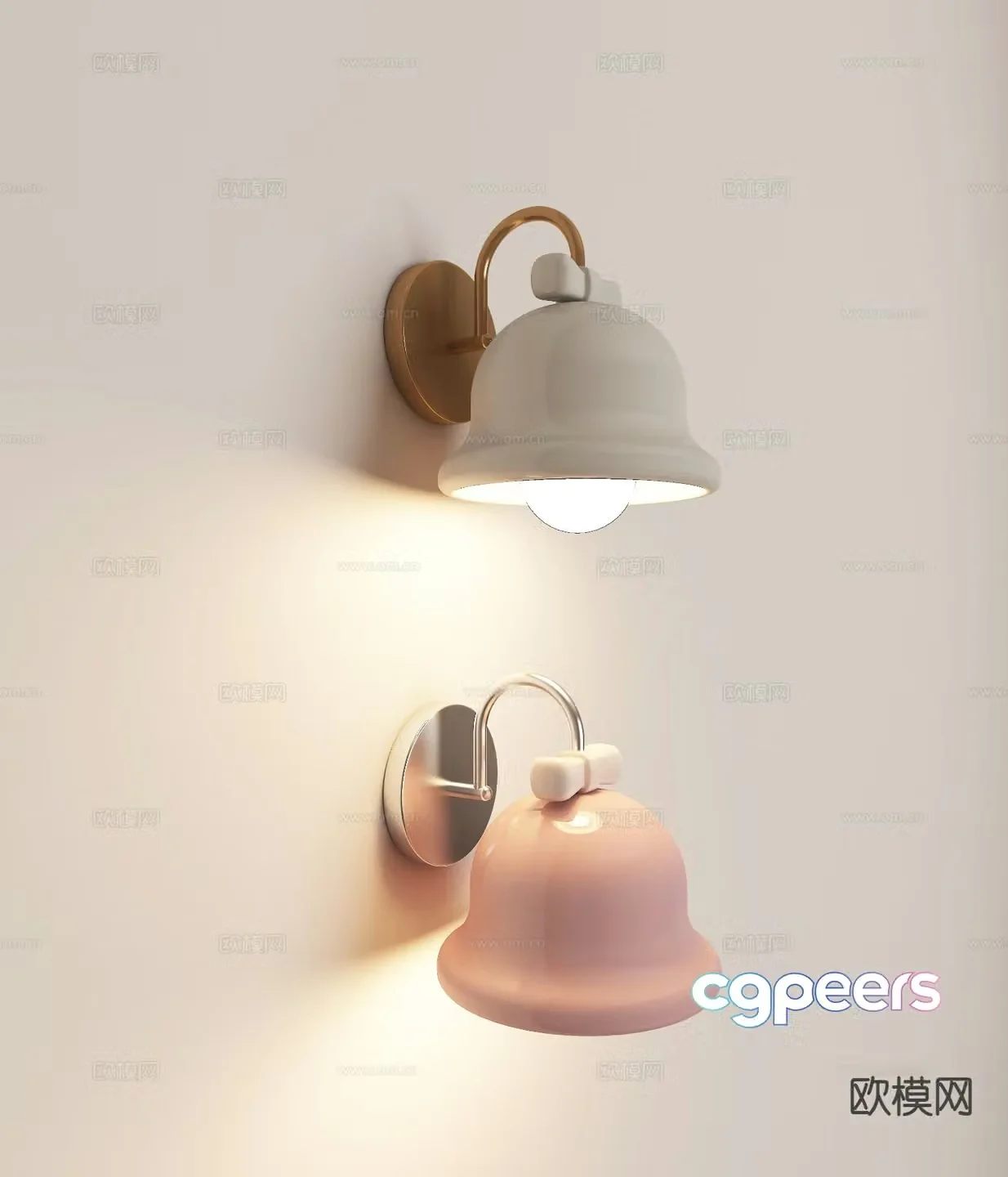 Creamy wind wall lamp Morandi color wall lamp 3d model