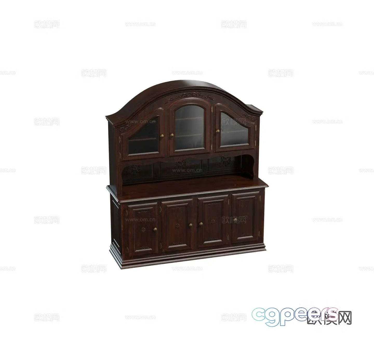 European American French solid wood cabinet storage cabinet wine cabinet combination 3D model