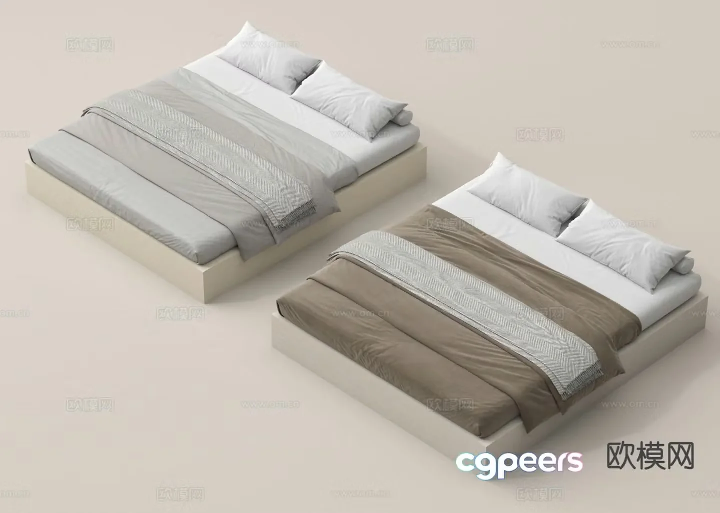 Modern double bed 3d model