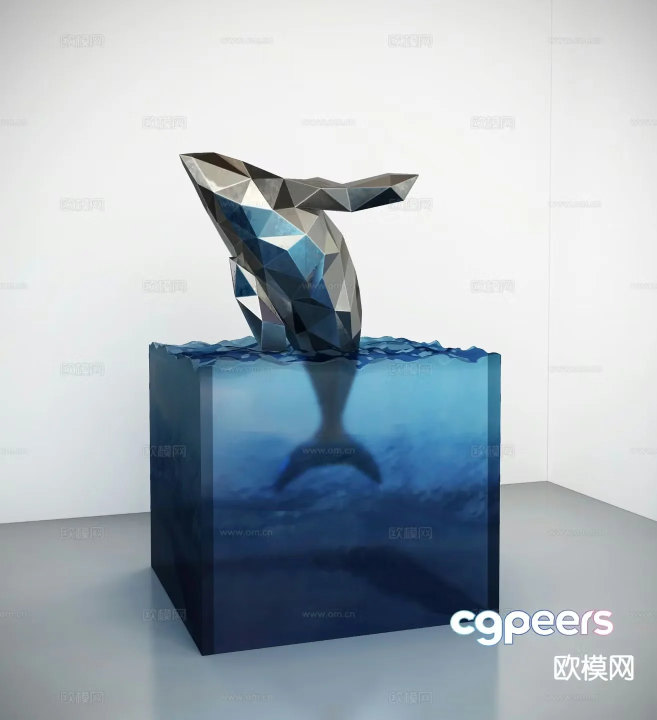 Modern whale sculpture 3d model
