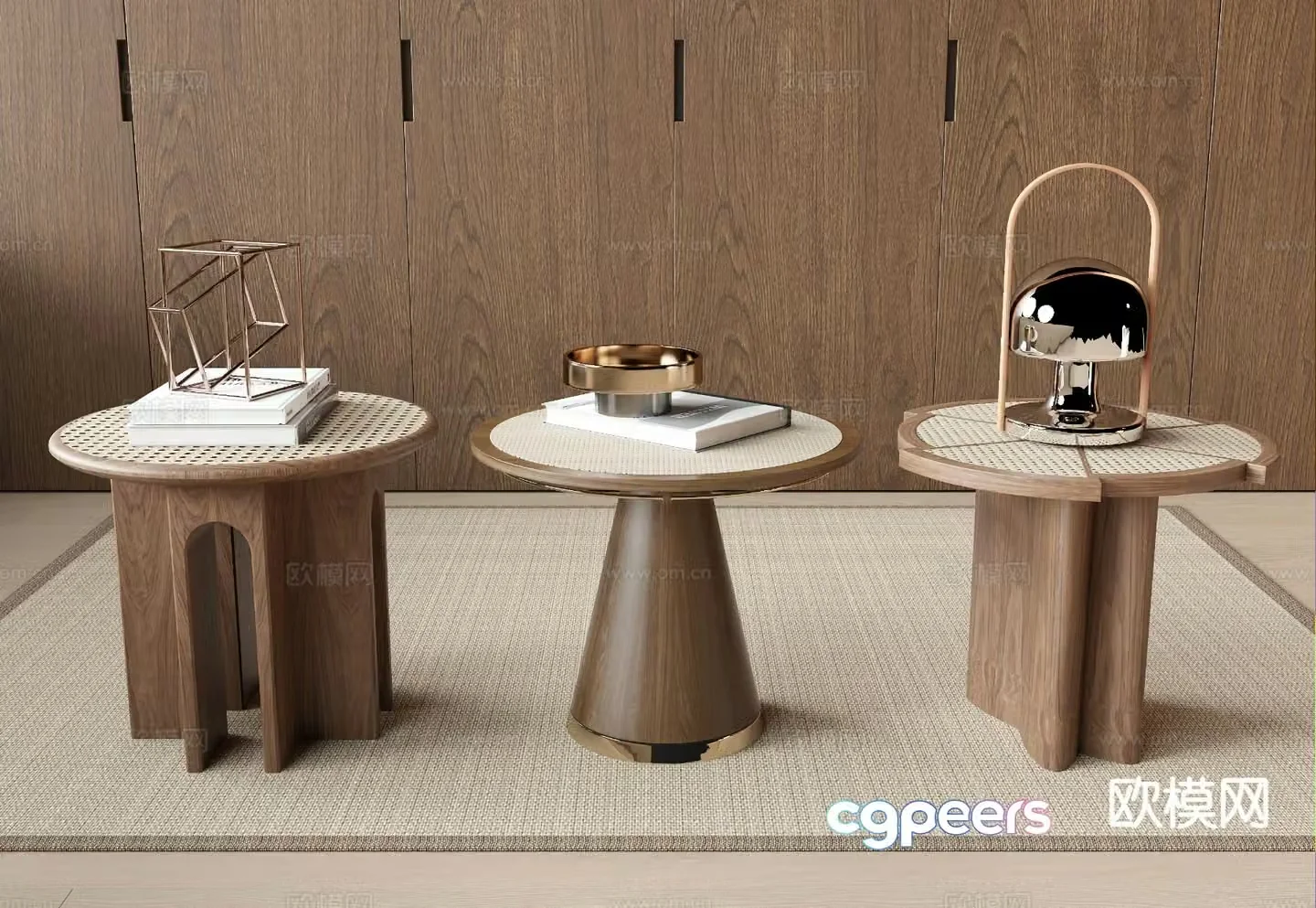 Middle-aged round table side table angle table 3D model