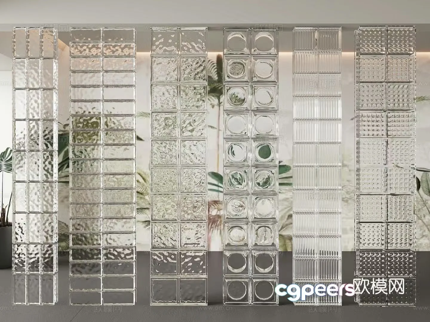 Modern glass brick partition screen 3d model