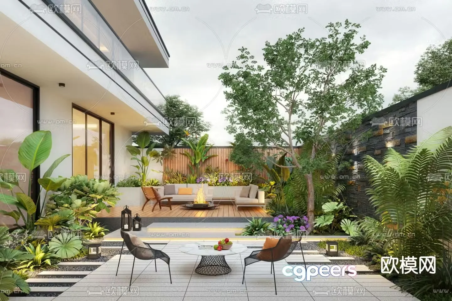 Courtyard landscape landscape plants villa courtyard 3d model