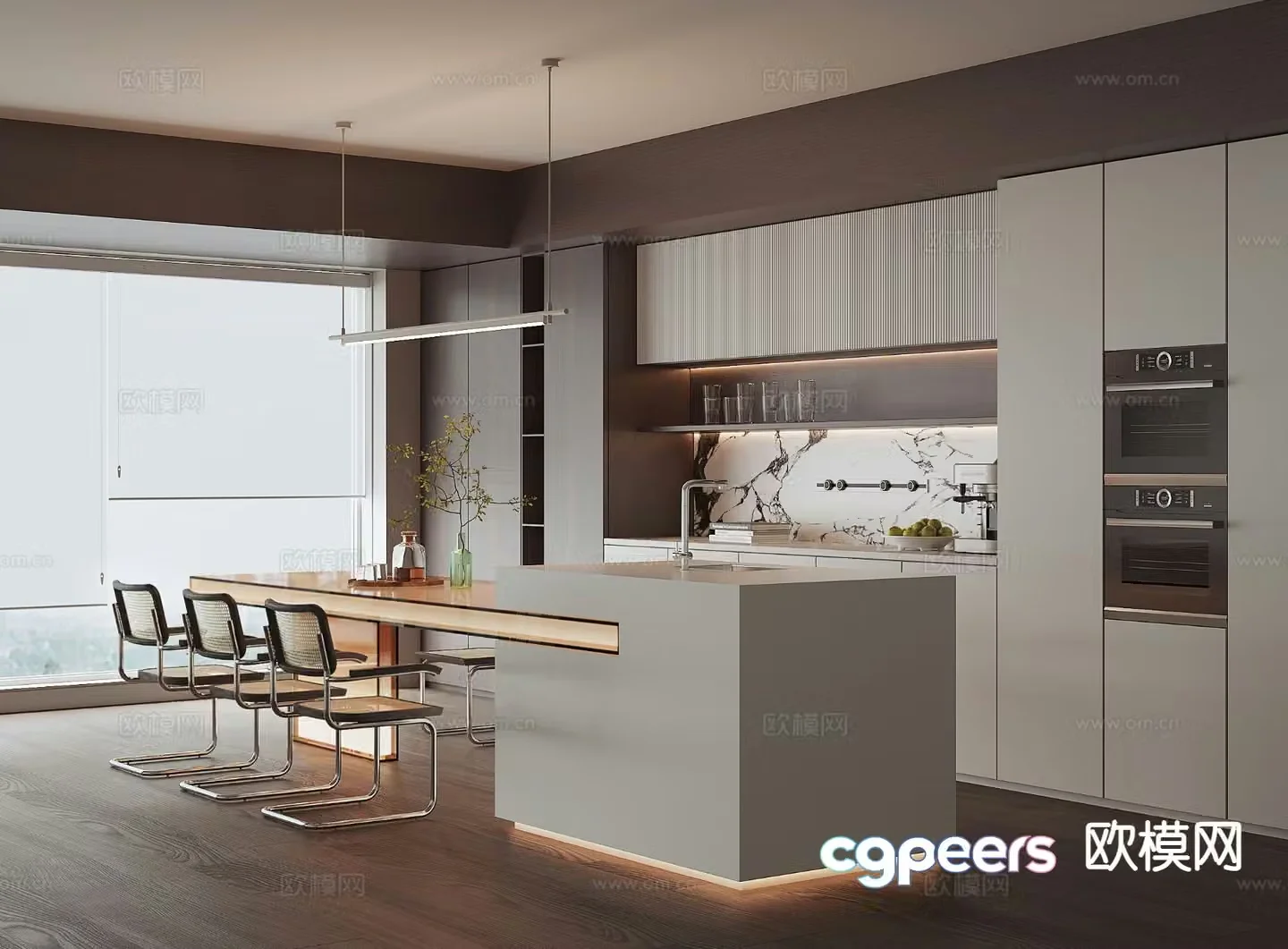 Modern island restaurant 3d model