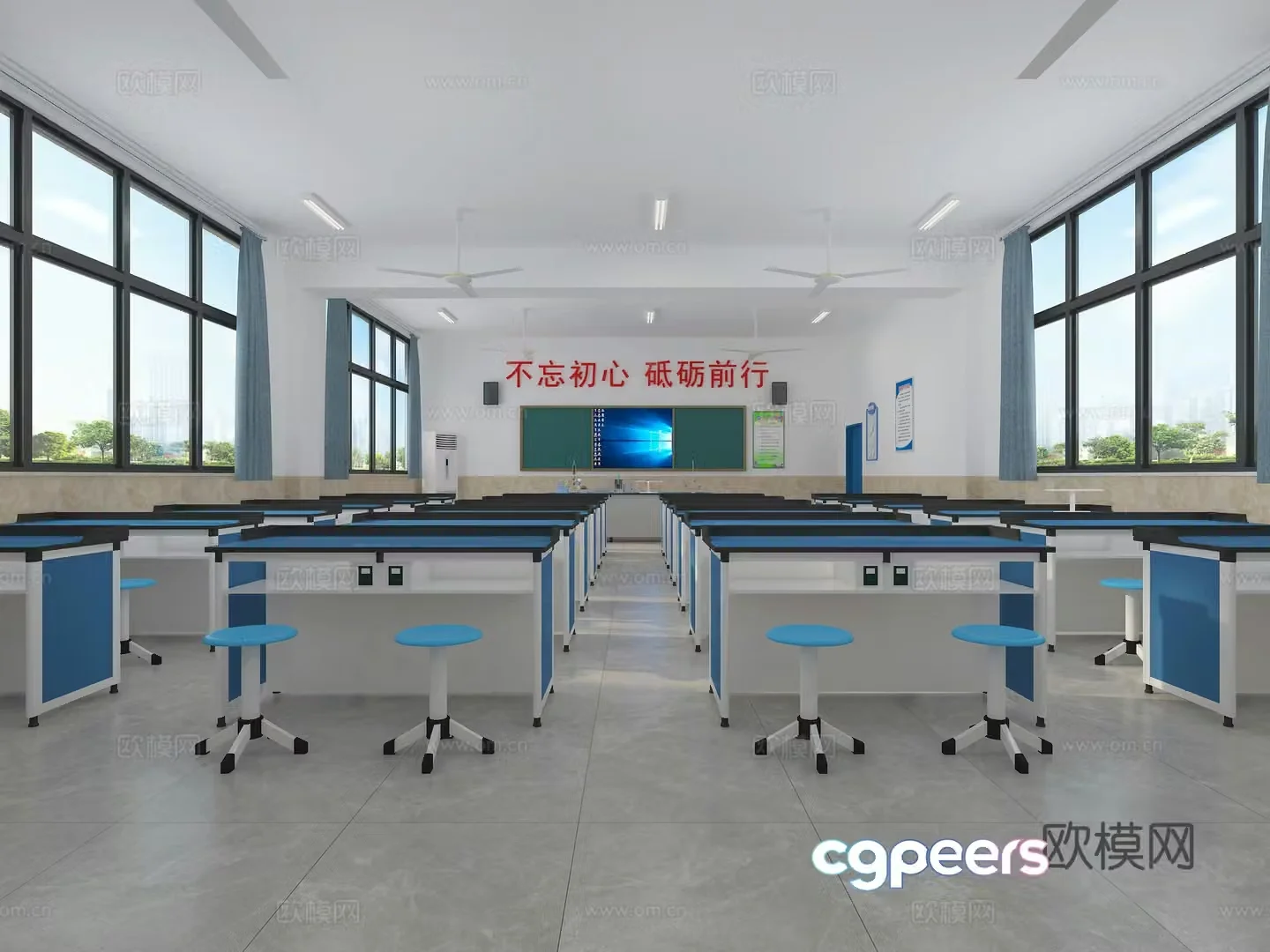 Modern physics laboratory classroom 3d model