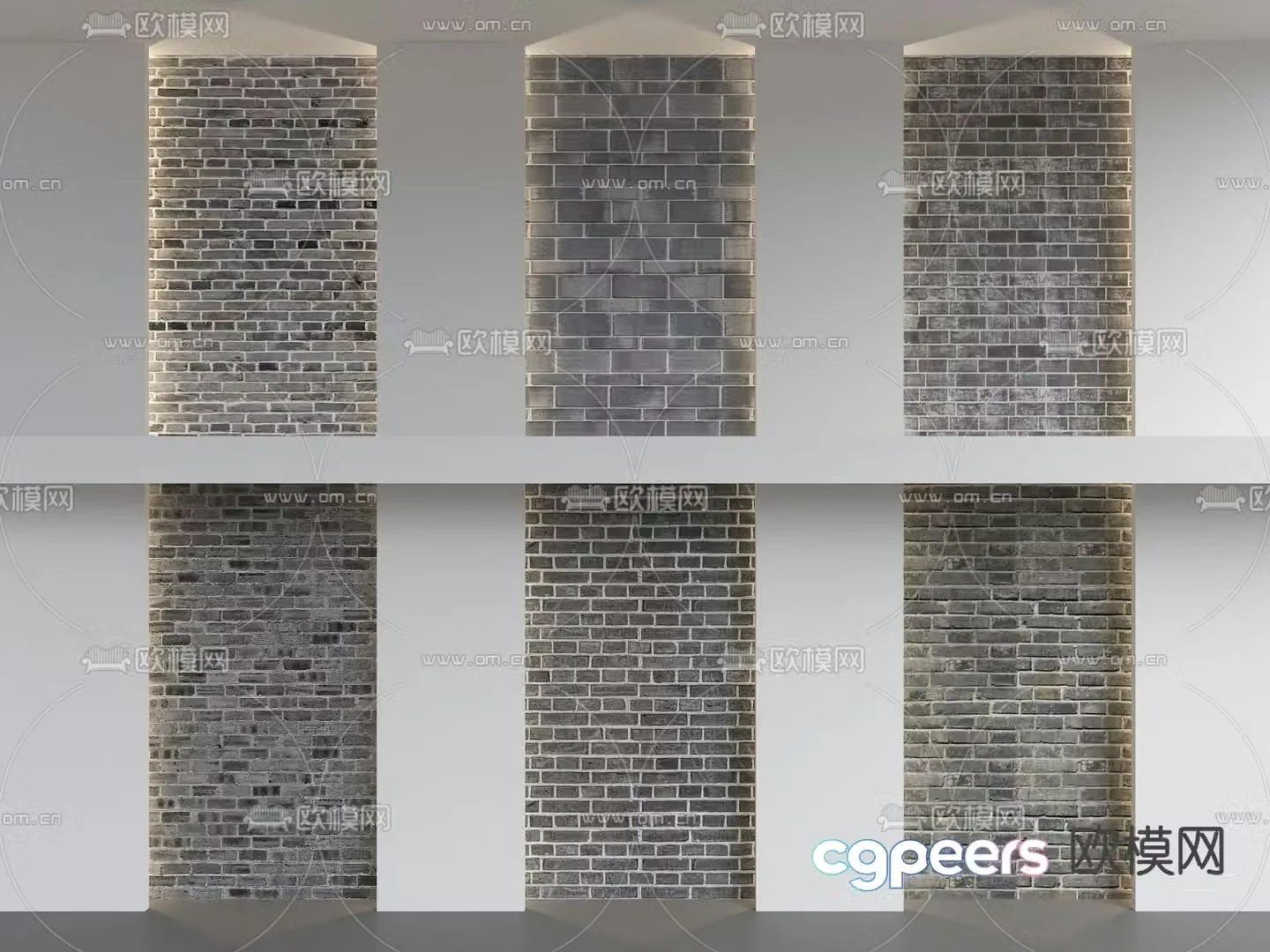 Blue brick wall wall brick small blue brick city wall brick folk wall 3d model