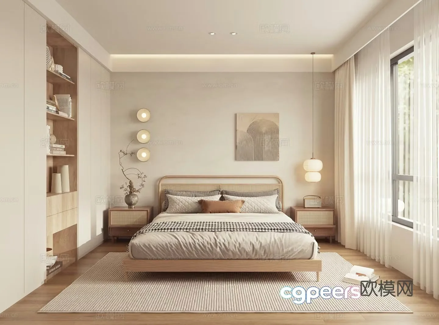 Wabisa bedroom Japanese style bedroom double bed master bedroom second bedroom 3D model