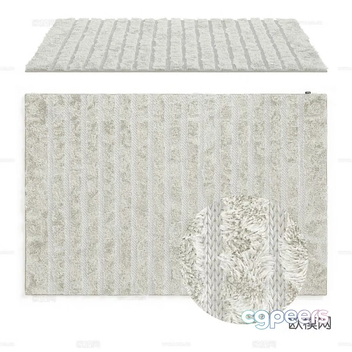 wool carpet square rug 3d model