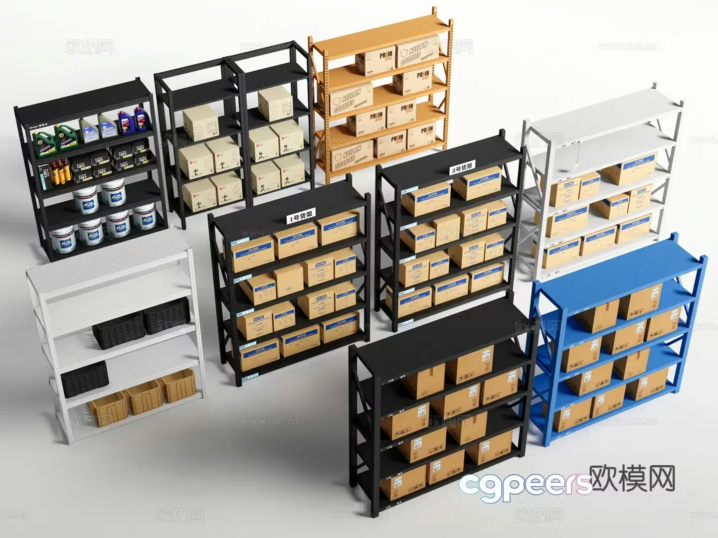 Shelves Express Shelves Lifting Shelves Storage Shelf Carton Paint 3D Model