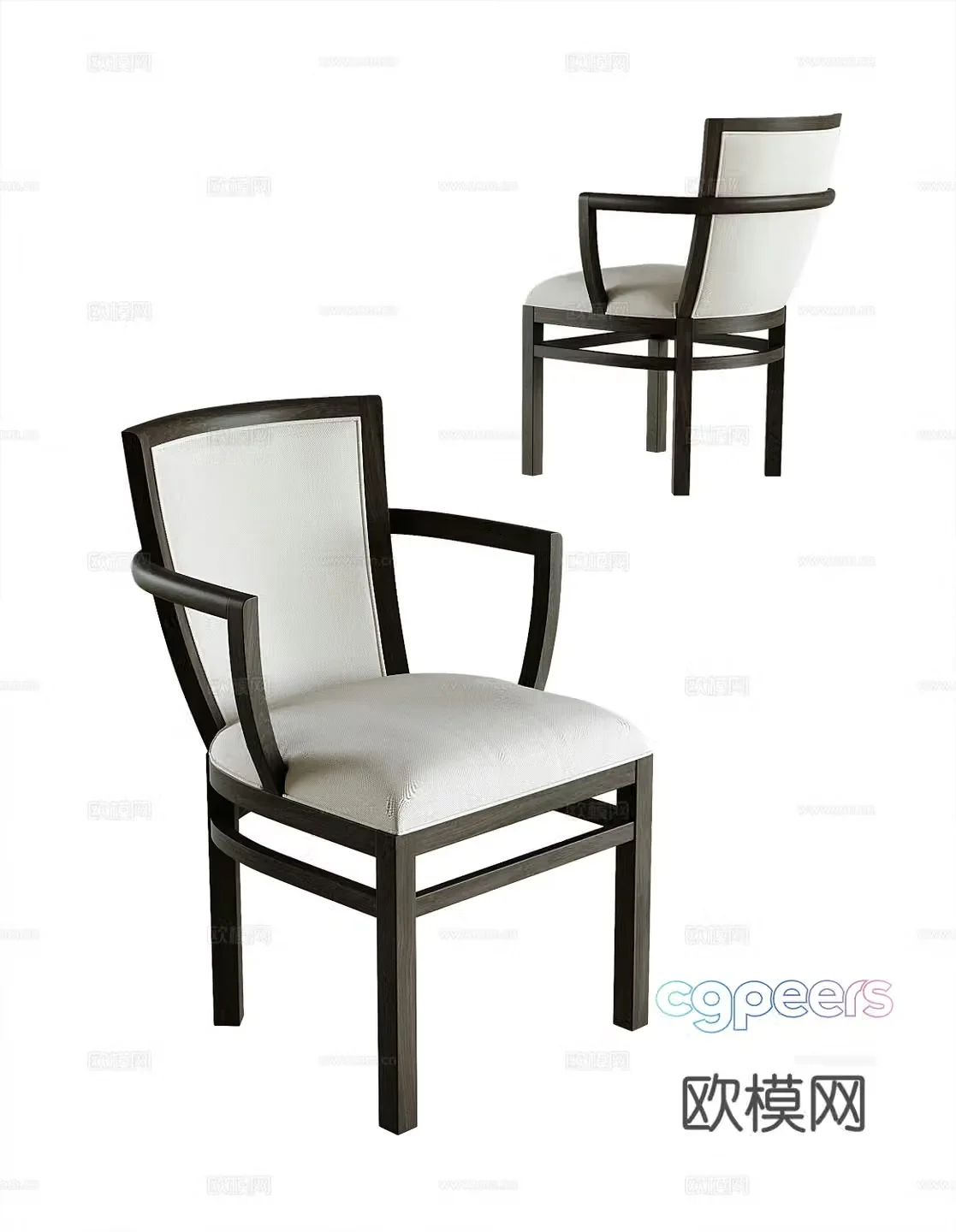 New Chinese style single chair dining chair 3d model