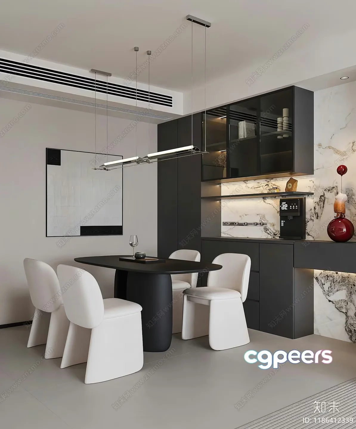 Modern Dining Room 3D Model – 17030 – CORONA Render
