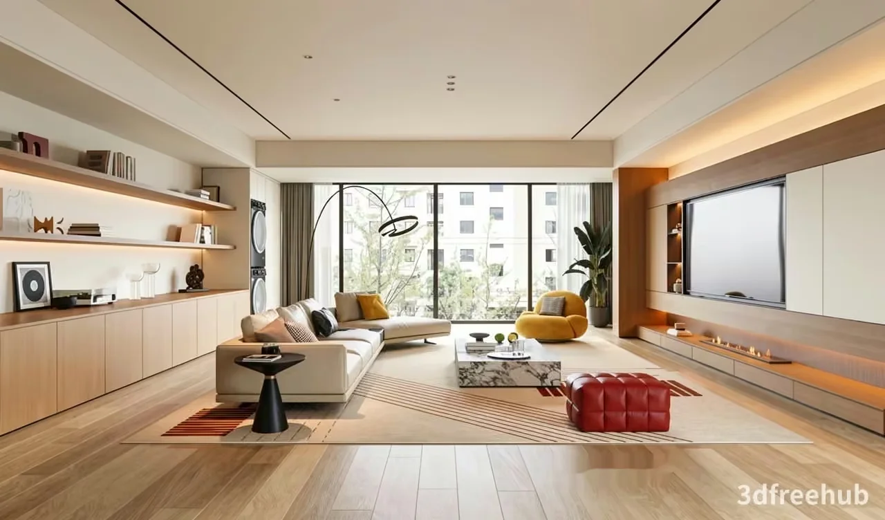 Modern Living Room 3D Model – 23284 – VRAY Render