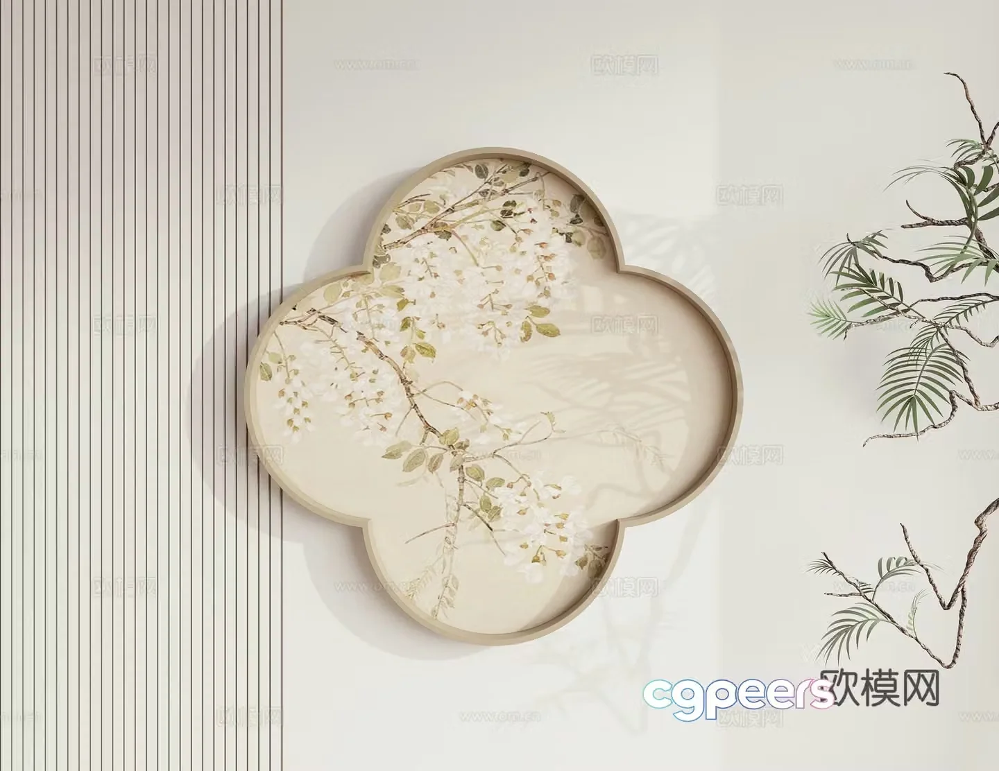 New Chinese style painting wall decoration 3D model