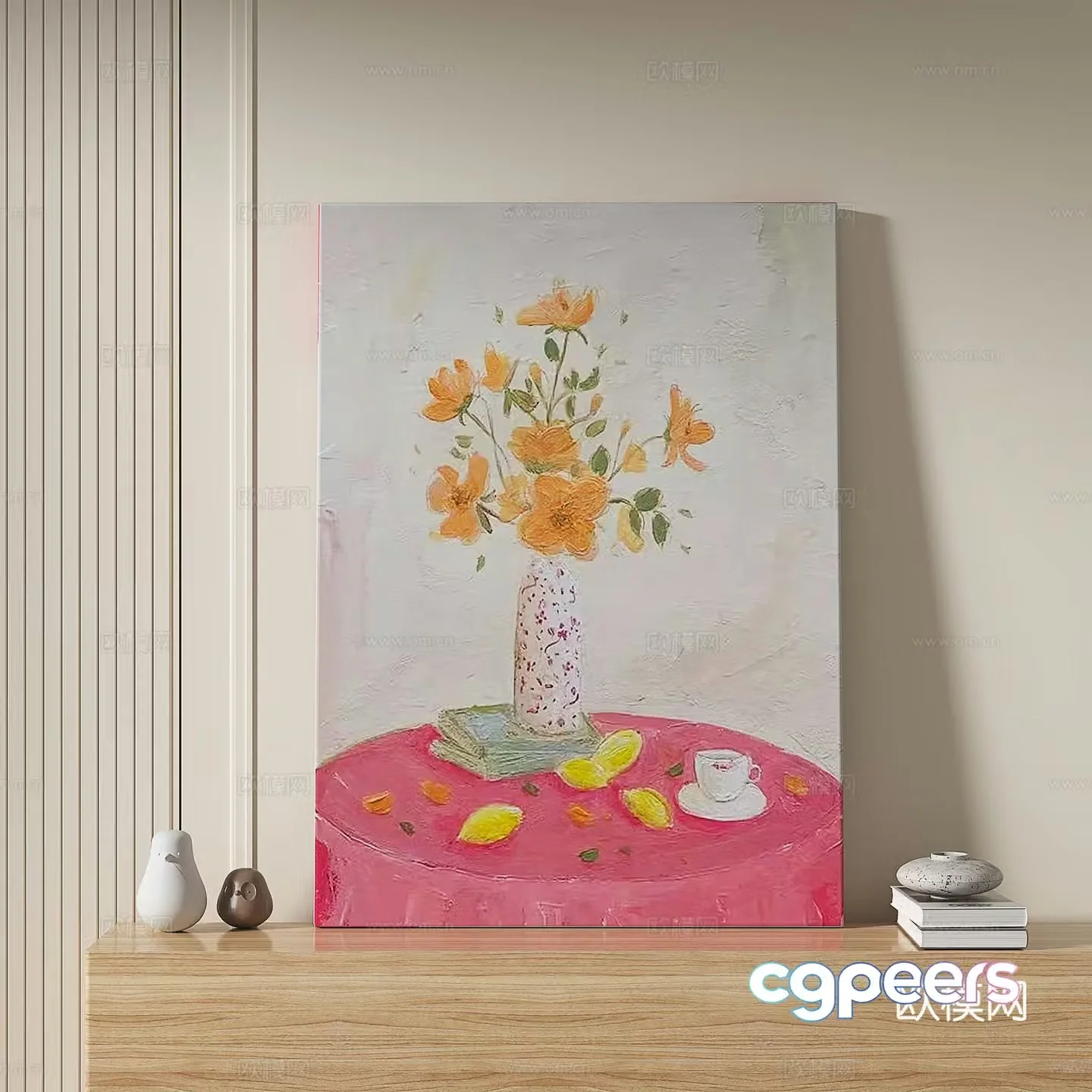 Modern retro oil painting decorative painting 3d model