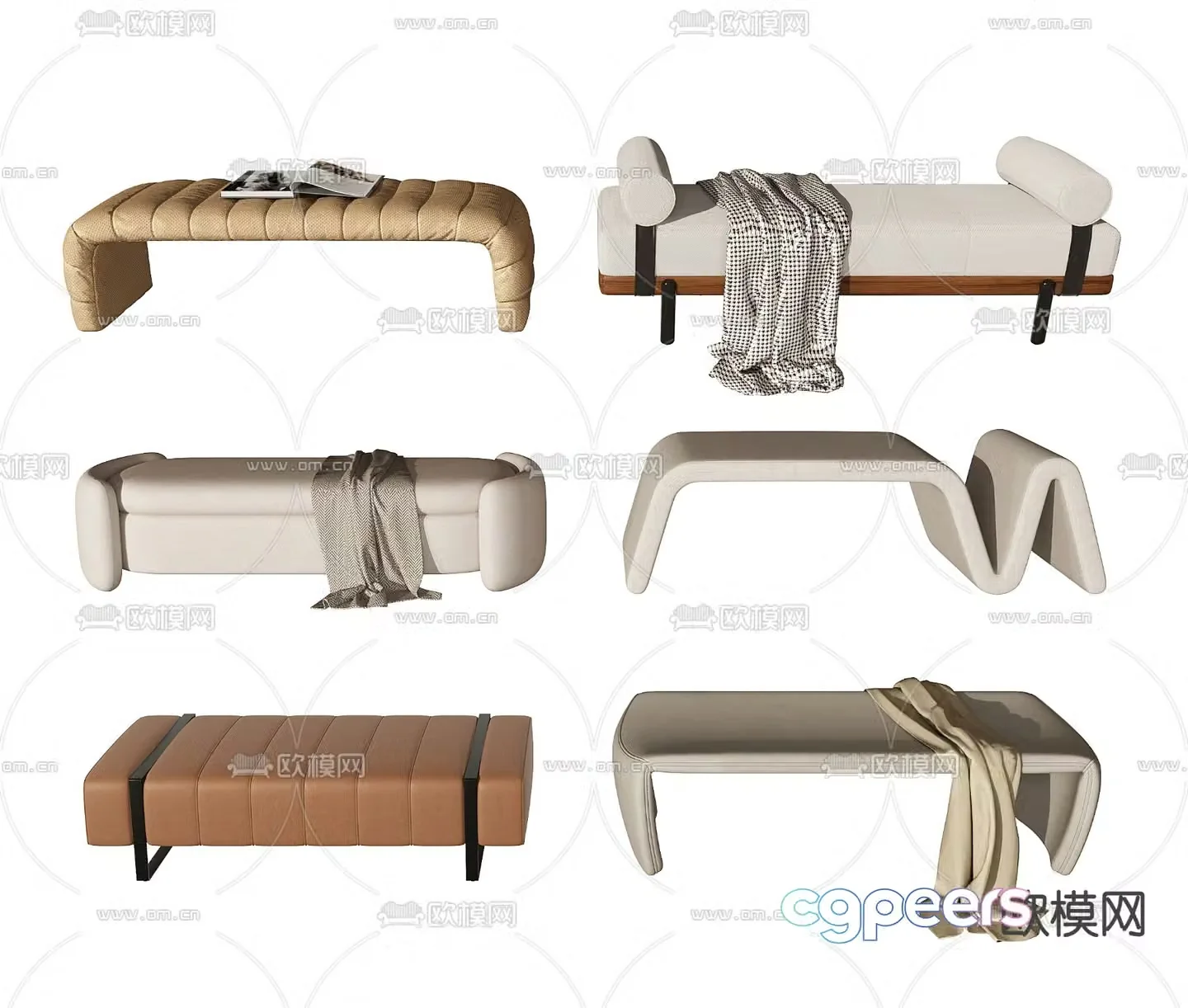 bed end stool sofa stool 3d model
