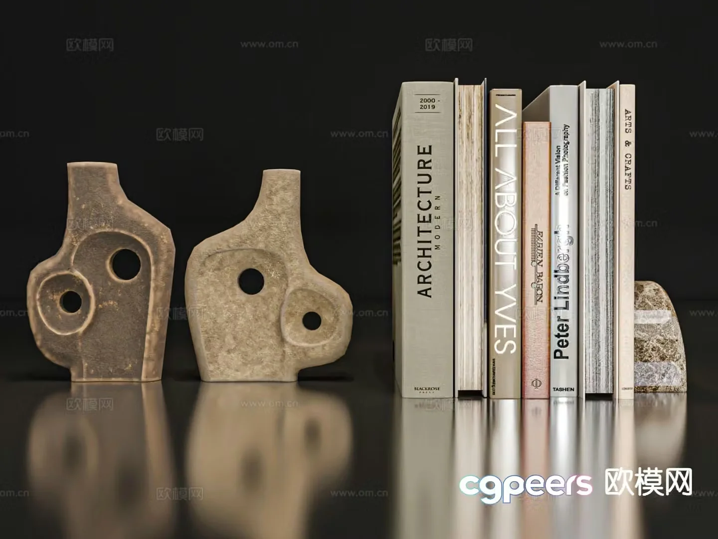 Wabi-sabi decorations tableware ceramics books 3d model