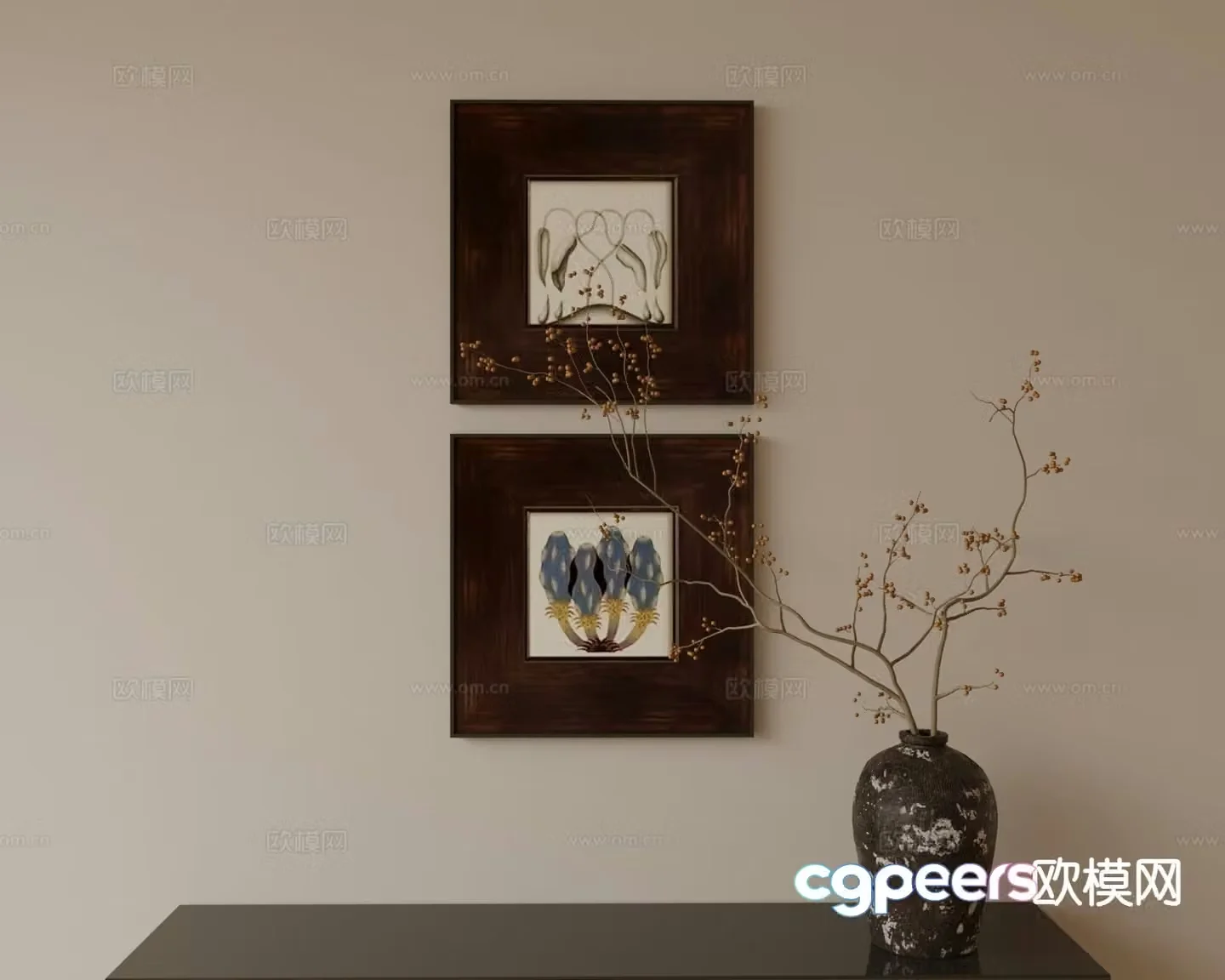 Medieval style decorative painting retro painting hanging painting 3D model