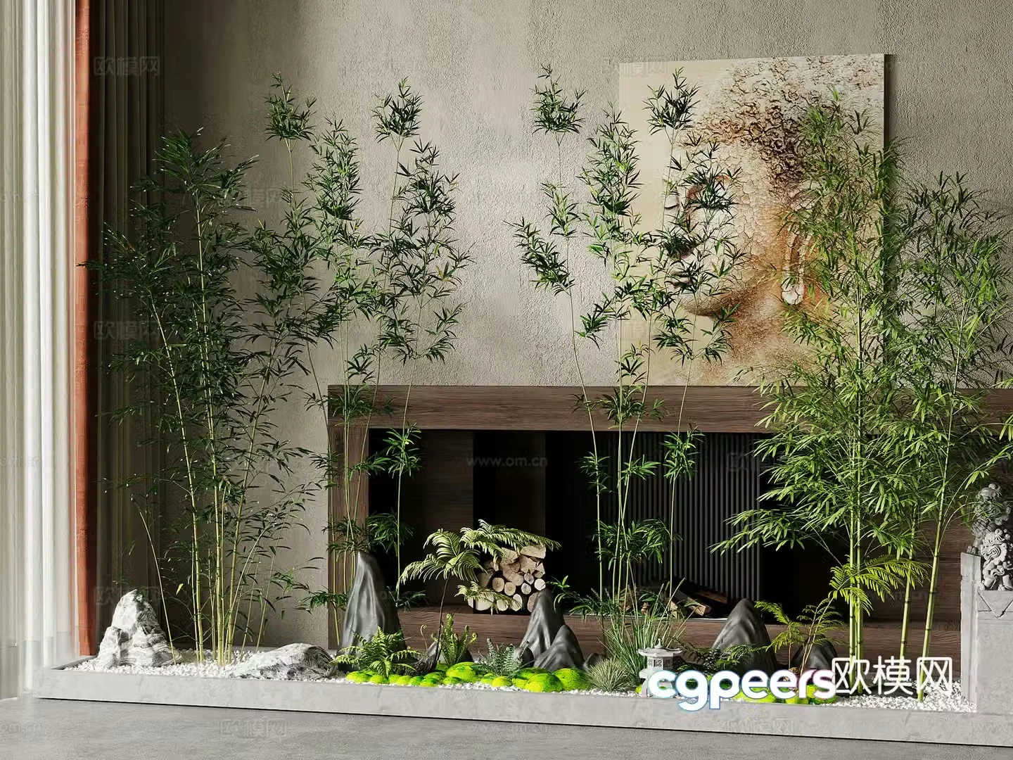 Landscape sketch New Chinese landscape Bamboo Stone 3D model
