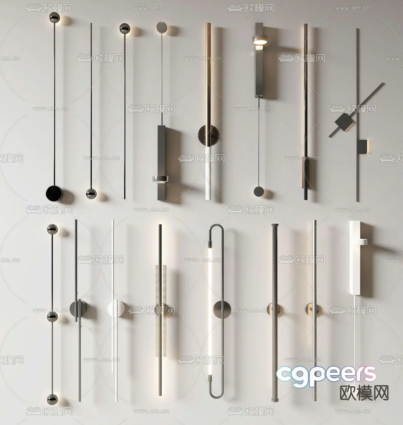 Long wall lamp straight wall lamp wall lamp 3d model