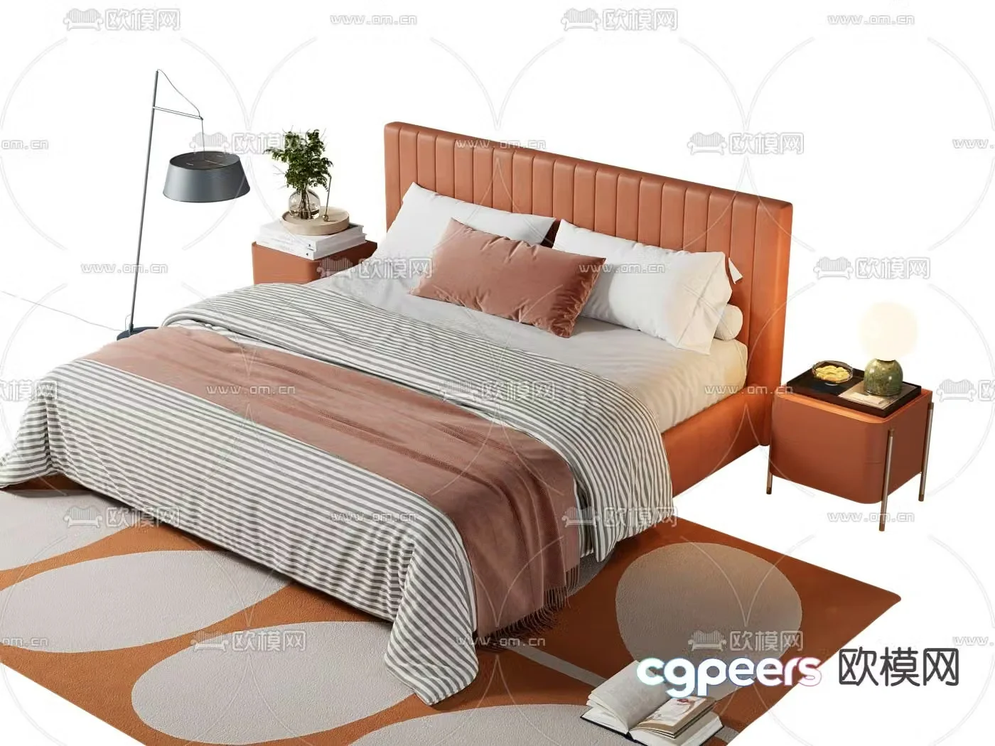 Leather double bed 3d model