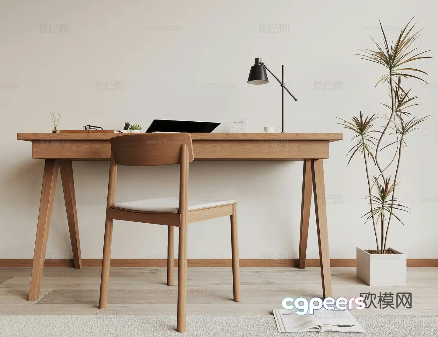 Modern desk and chair 3d model