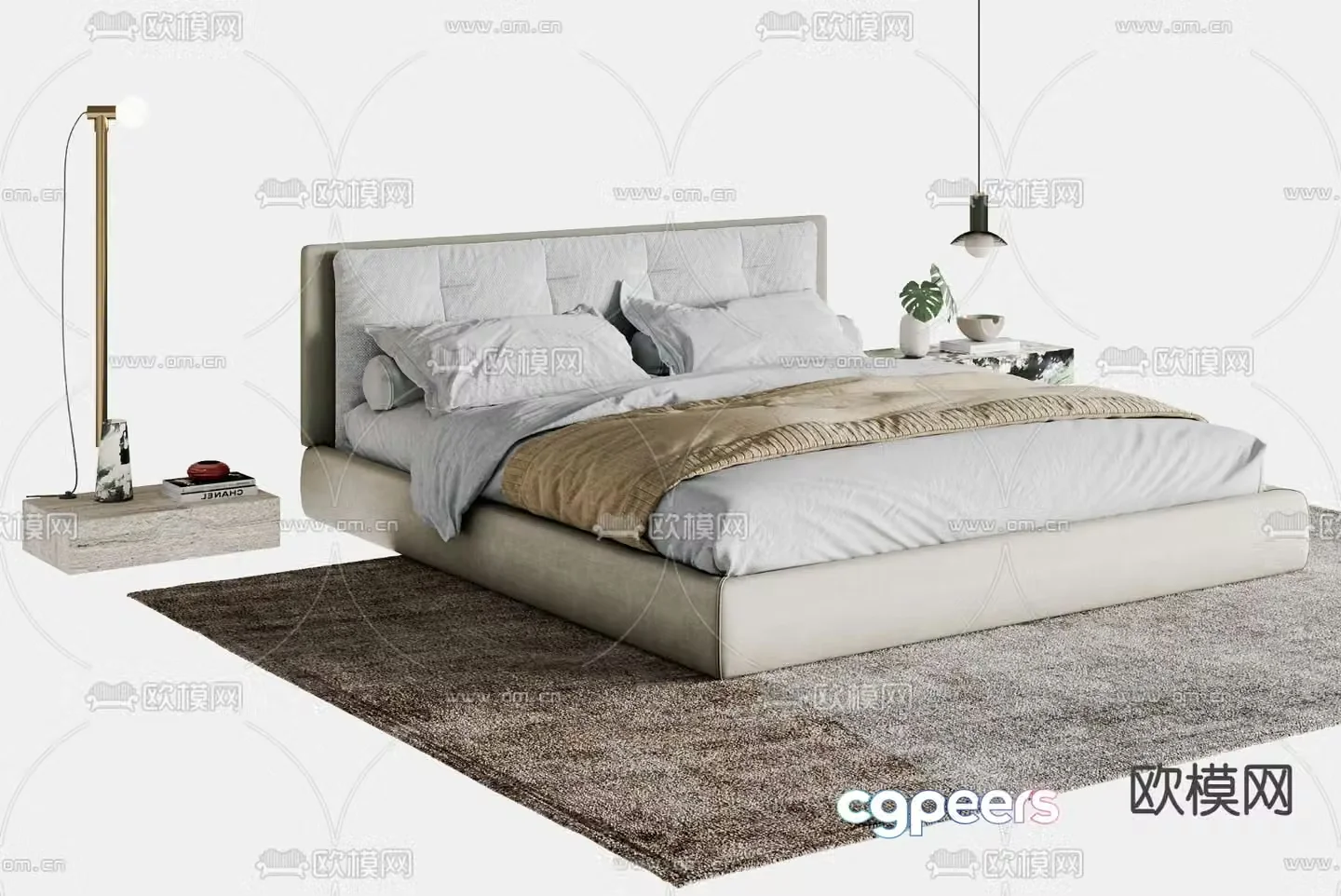 Modern double bed 3d model