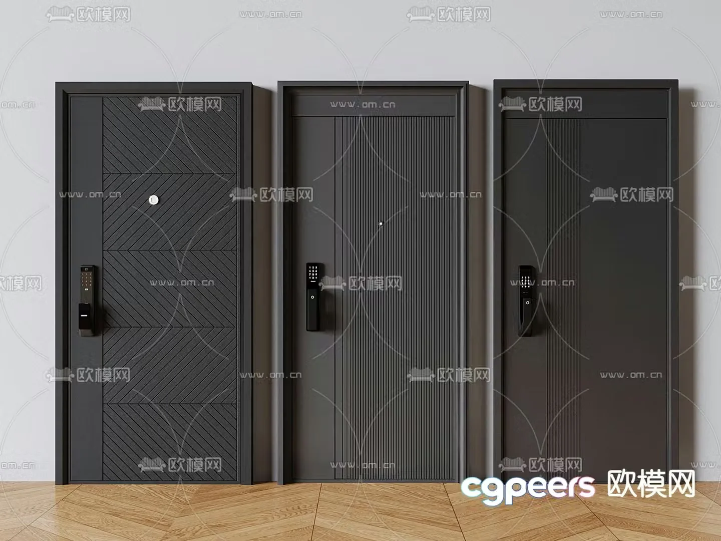 Modern entry door smart door 3D model